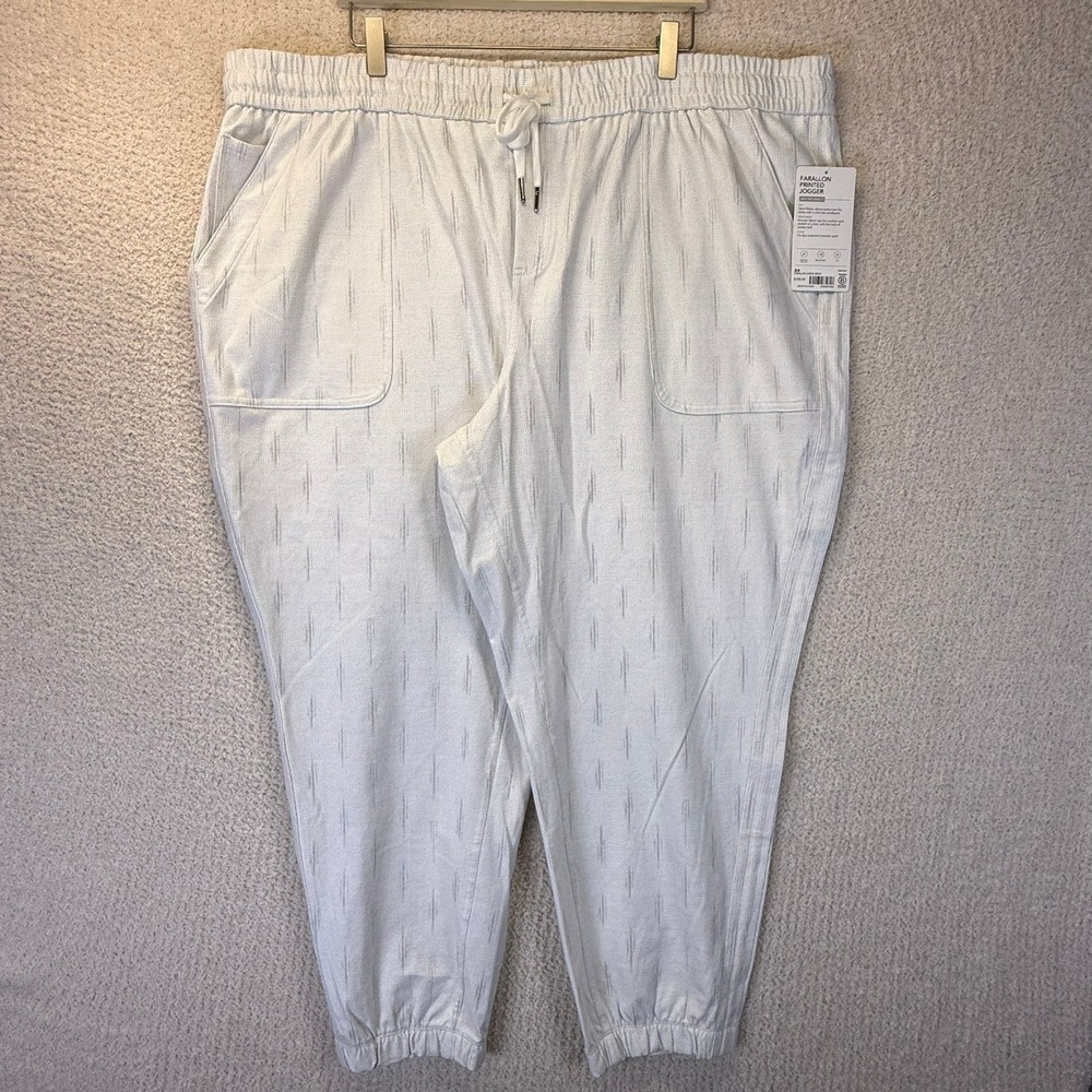 Athleta NWT Farallon Printed‎ Jogger Pants Women's Size 24 White Drawstring